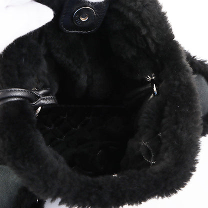 Chanel Around 2006 Made Mouton Cc Mark Stitch Shoulder Bag With Pouch Black