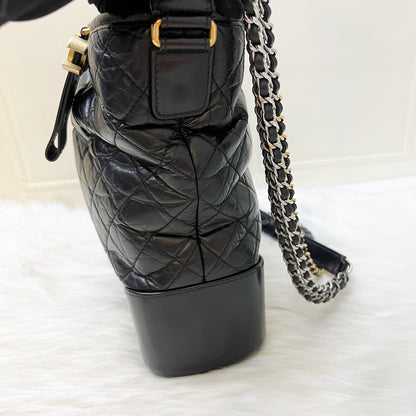 Chanel Large Gabrielle Hobo in Black Distressed Calfskin and 3 Tone HW