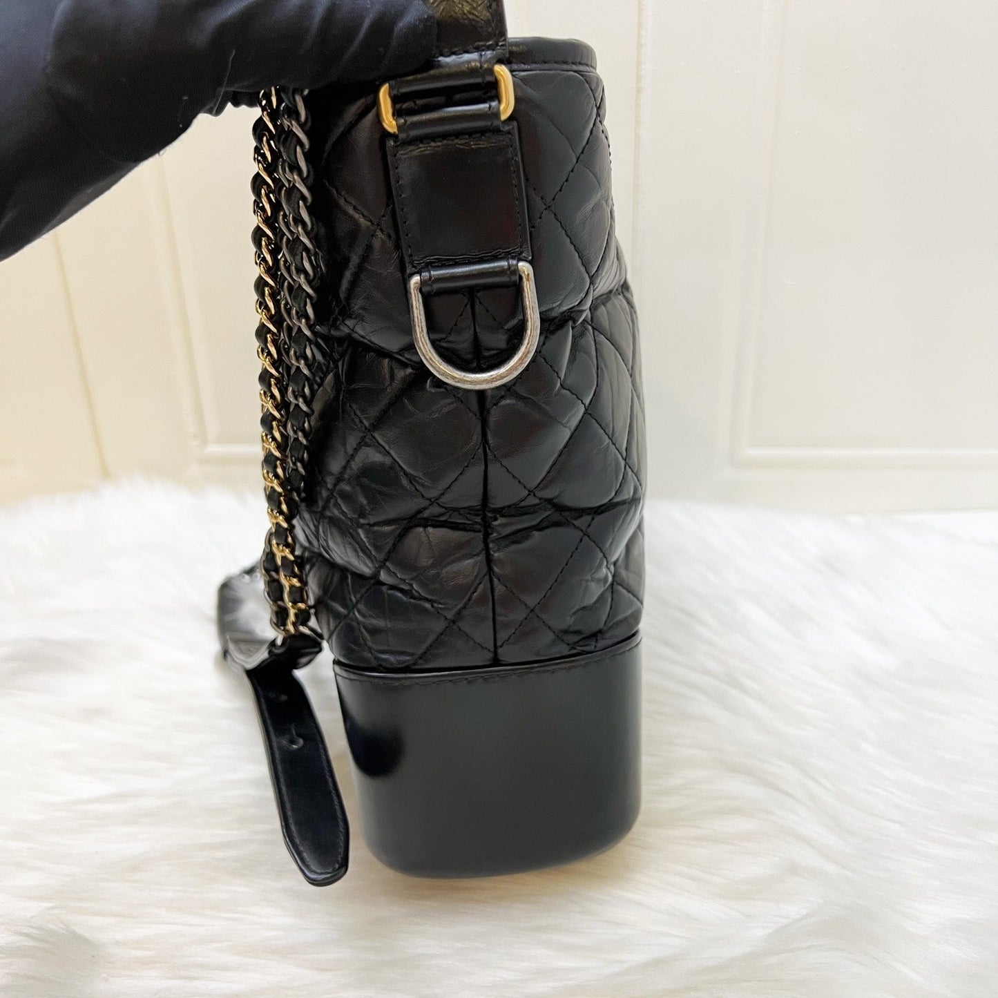 Chanel Large Gabrielle Hobo in Black Distressed Calfskin and 3 Tone HW