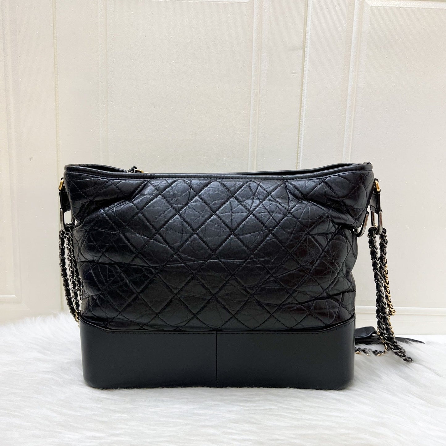 Chanel Large Gabrielle Hobo in Black Distressed Calfskin and 3 Tone HW