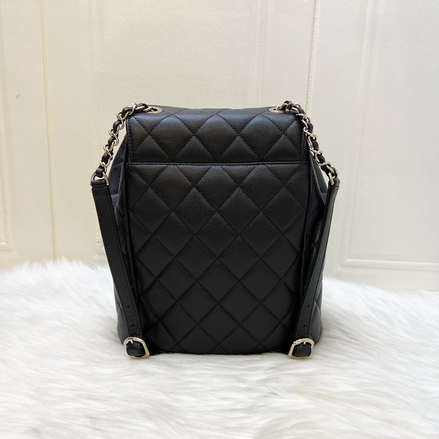 Chanel Duma Small / Medium Backpack in Black Caviar and LGHW (Model: AS1371)