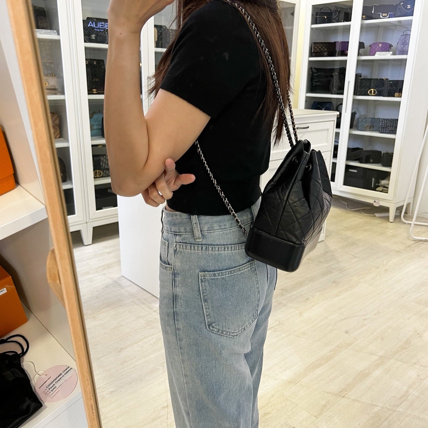 Chanel Small Gabrielle Backpack in Black Distressed Calfskin and 3-Tone HW