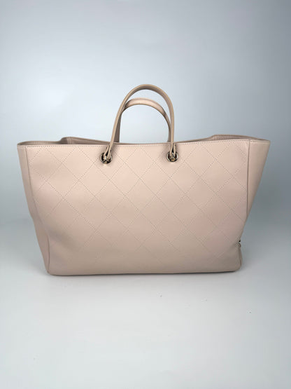 CHANEL Bullskin Stitched Cream Shopping Tote Bag