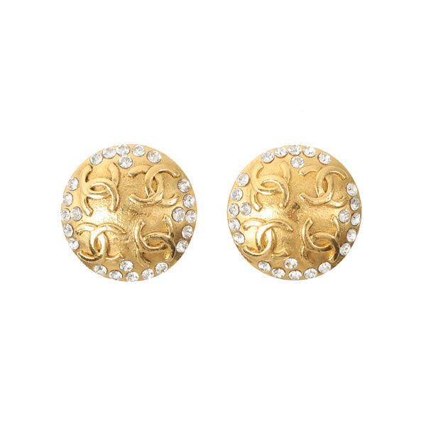 Chanel 1988 Made 4 Cc Mark Rhinestone Earrings