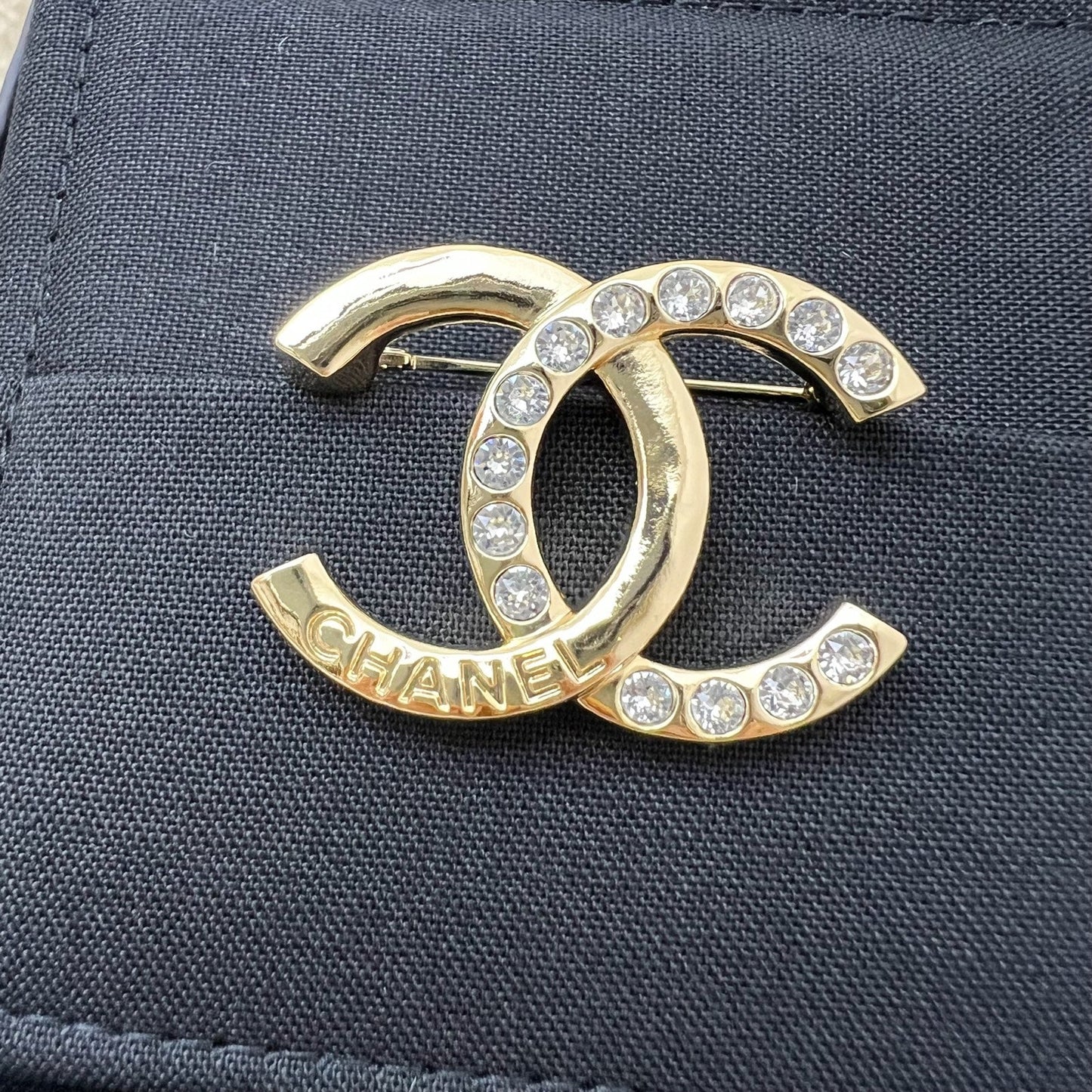 Chanel 24P Medium CC Brooch with Diamantes in LGHW