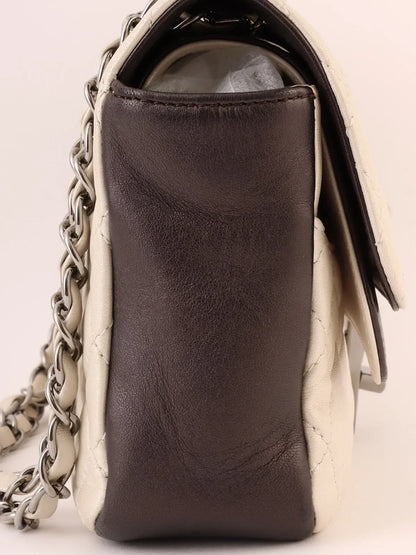 Chanel Around  Made Bicolor . Chain Shoulder Bag Pearl White/Black