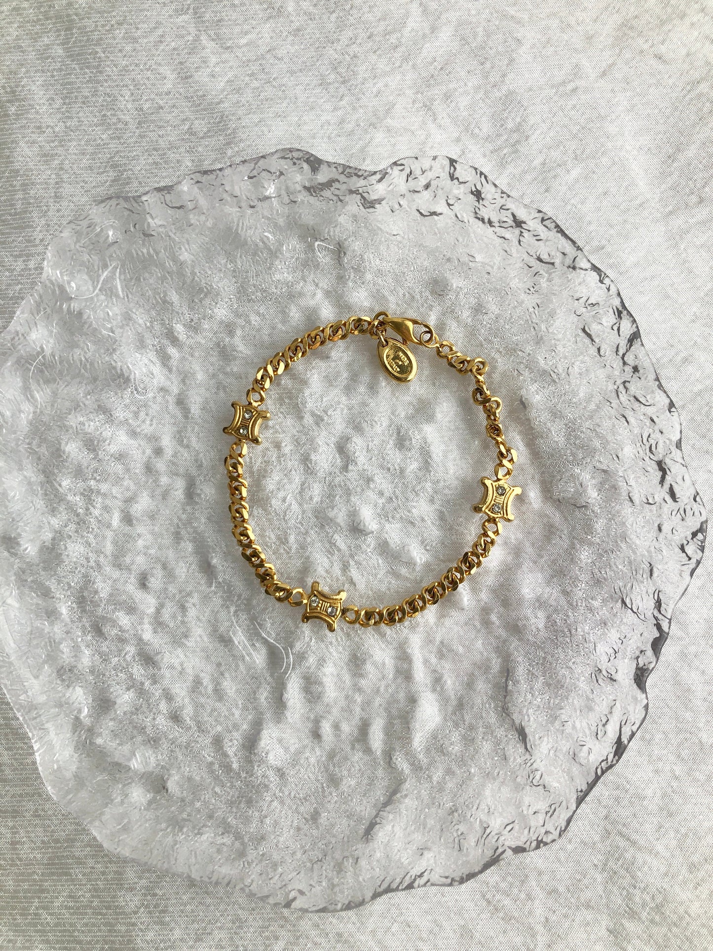 CELINE  stone Bracelet Gold Vintage 6f2zui