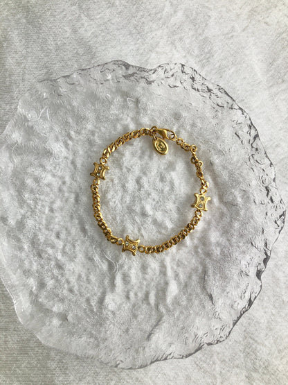 CELINE  stone Bracelet Gold Vintage 6f2zui