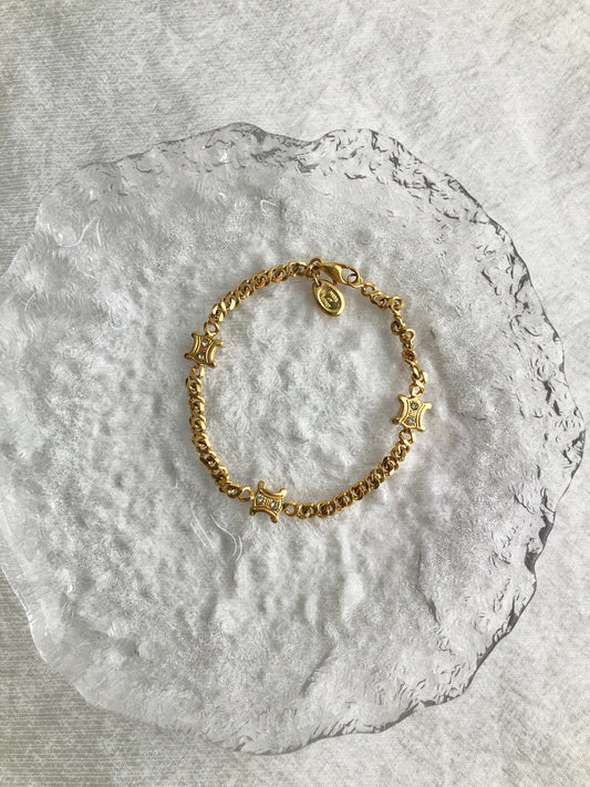 CELINE  stone Bracelet Gold Vintage 6f2zui