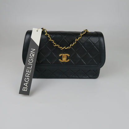 Small Timeless Diana Flap Black Lambskin 24k GHW