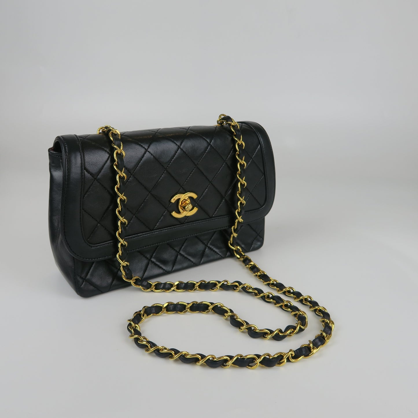 Small Timeless Diana Flap Black Lambskin 24k GHW