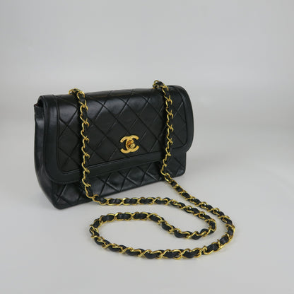 Small Timeless Diana Flap Black Lambskin 24k GHW