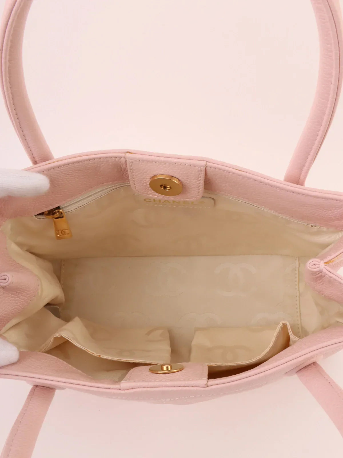 Chanel Around  Made Triple Cc Mark Stitch Top Handle Bag Pastel Pink