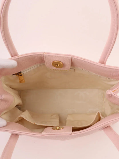 Chanel Around  Made Triple Cc Mark Stitch Top Handle Bag Pastel Pink