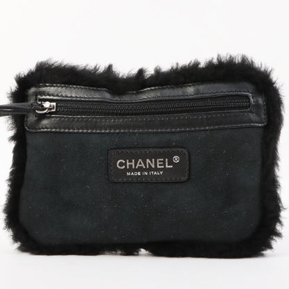 Chanel Around 2006 Made Mouton Cc Mark Stitch Shoulder Bag With Pouch Black