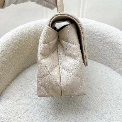 Chanel Small (24cm) Coco Handle Flap in 25P Beige Caviar and LGHW (Model: A92990)