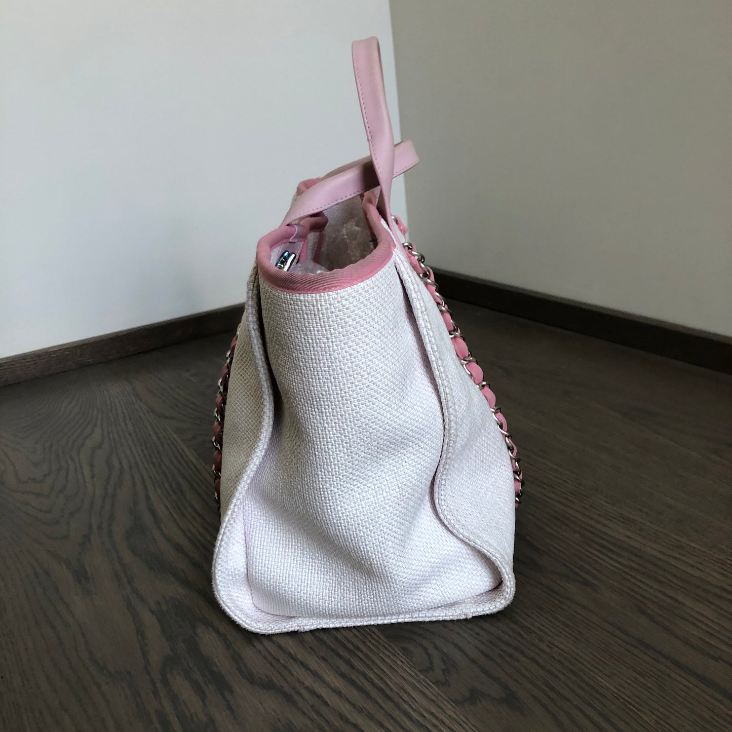 Deauville Large Pink Canvas Tote Bag with SHW