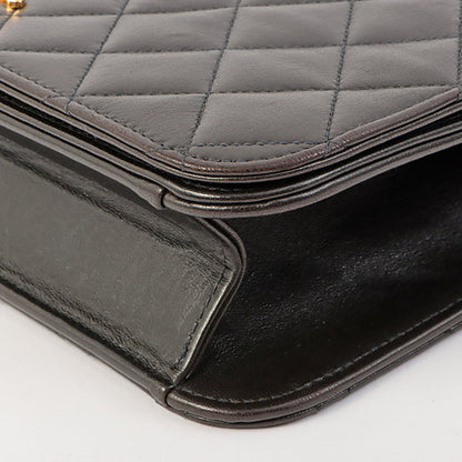 Chanel Around 1998 Made Full Flap Cc Mark Plate Chain Bag Black