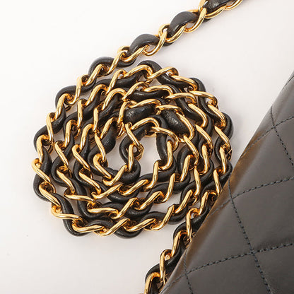 Chanel Around 1998 Made Full Flap Cc Mark Plate Chain Bag Black
