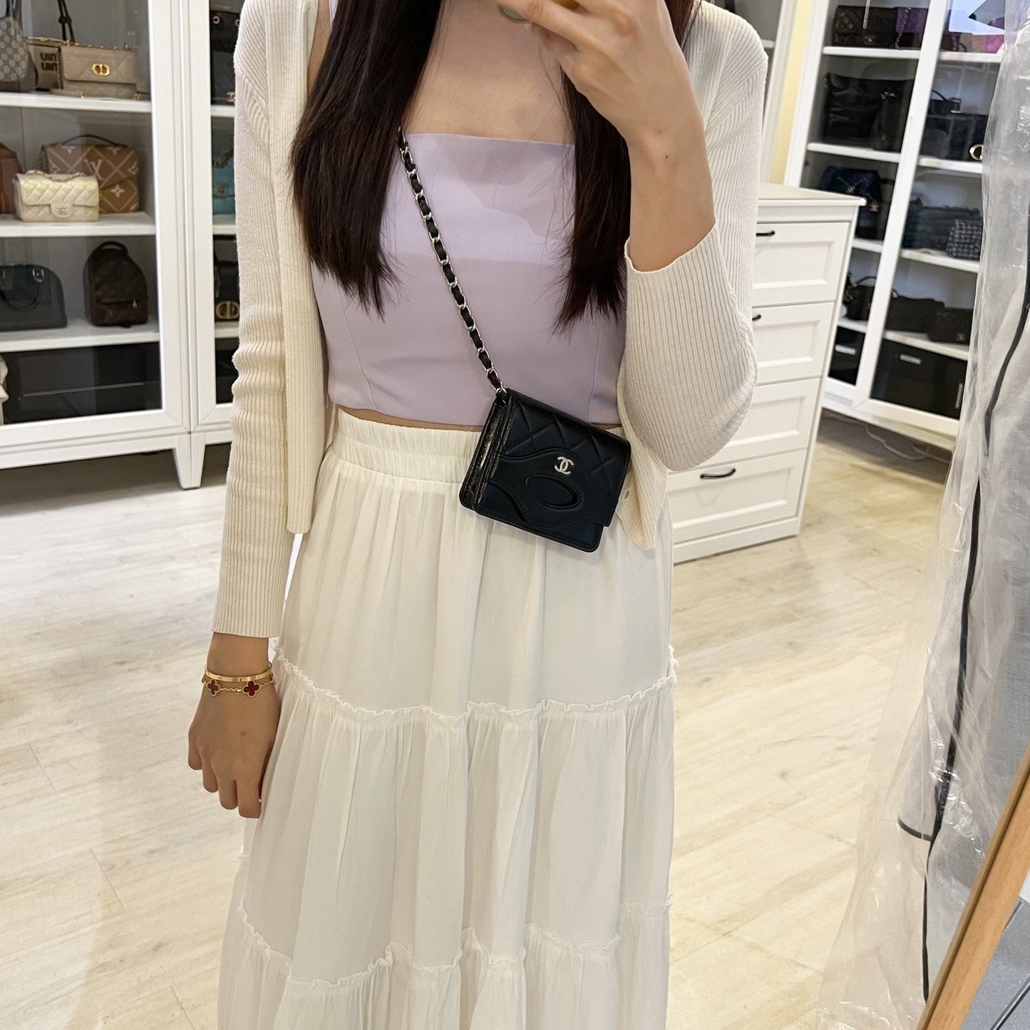 Chanel 31 Card Holder / Mini Wallet in Black Glossy Calfskin and LGHW (Model: AP3654)