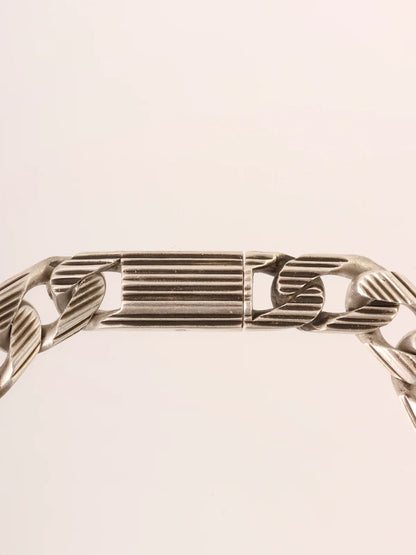 GUCCI 925 Logo Plate Chain Bracelet Silver