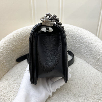 Chanel Medium 25cm Boy Flap in Black Caviar and RHW (Model: A67086)