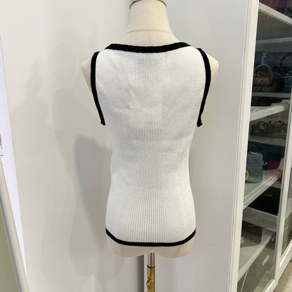 Chanel 25S Tank Top in Black and White Cotton and Polyamide (Model: P79494)