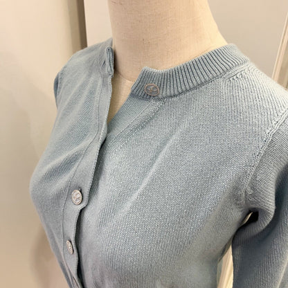 Chanel 25S Knitted Cardigan in Baby Blue 100% Cashmere (Model: P79549)