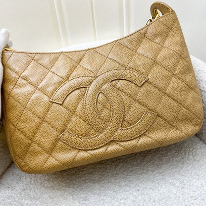 Chanel Vintage Half Moon Timeless Hobo in Dark Beige Caviar and GHW