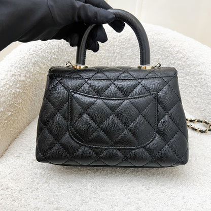 Chanel Mini 19cm Coco Handle Flap in Black Caviar and LGHW (Model: AS2215)