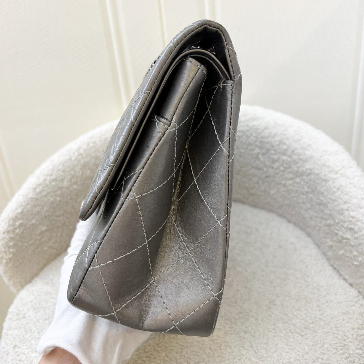 Chanel 2.55 Reissue 227 Maxi Flap in Silver Calfskin and RHW