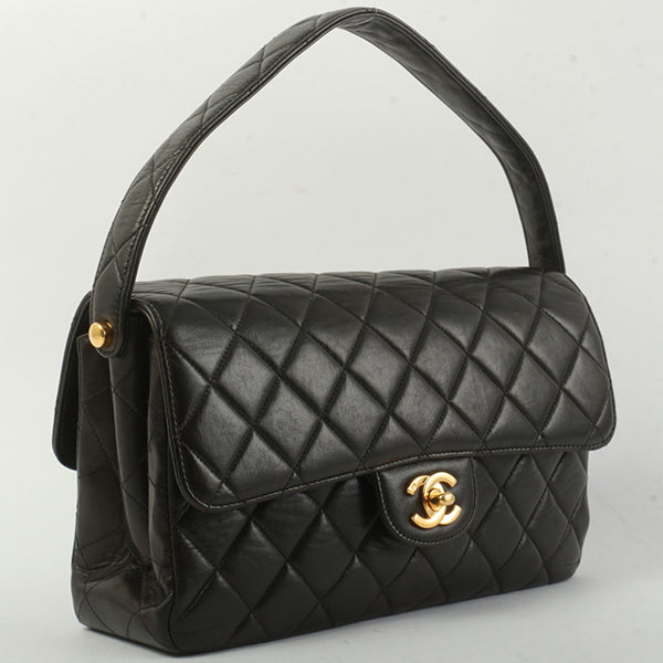 Chanel Around 1997 Made Double Face Classic Flap Handbag Black