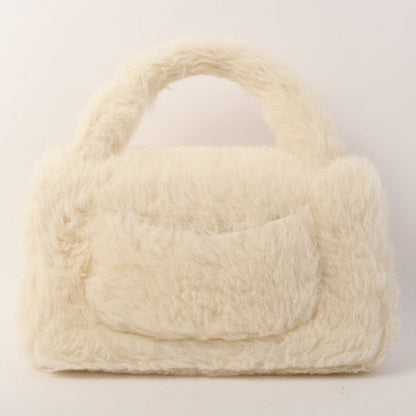 Chanel Around 1992 Made Fur Classic Flap Top Handle Bag Off White