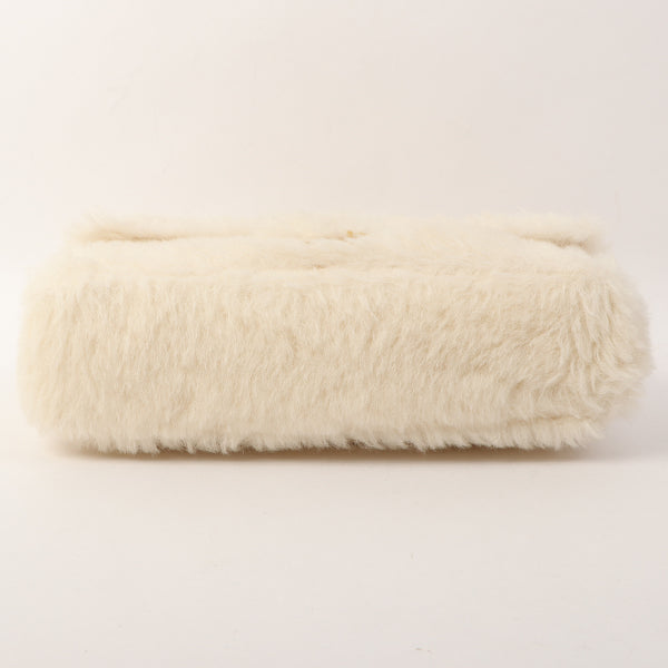 Chanel Around 1992 Made Fur Classic Flap Top Handle Bag Off White