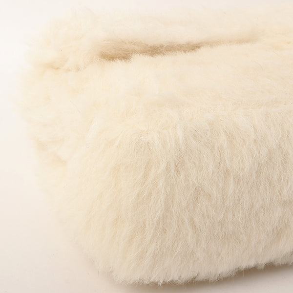 Chanel Around 1992 Made Fur Classic Flap Top Handle Bag Off White