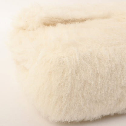 Chanel Around 1992 Made Fur Classic Flap Top Handle Bag Off White