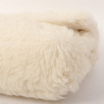 Chanel Around 1992 Made Fur Classic Flap Top Handle Bag Off White