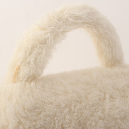 Chanel Around 1992 Made Fur Classic Flap Top Handle Bag Off White
