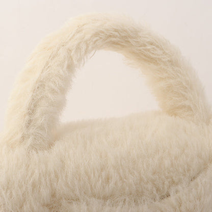 Chanel Around 1992 Made Fur Classic Flap Top Handle Bag Off White