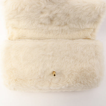 Chanel Around 1992 Made Fur Classic Flap Top Handle Bag Off White