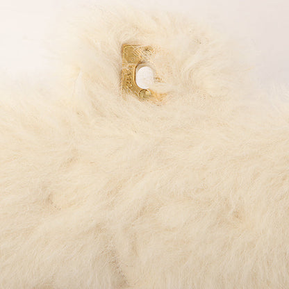 Chanel Around 1992 Made Fur Classic Flap Top Handle Bag Off White