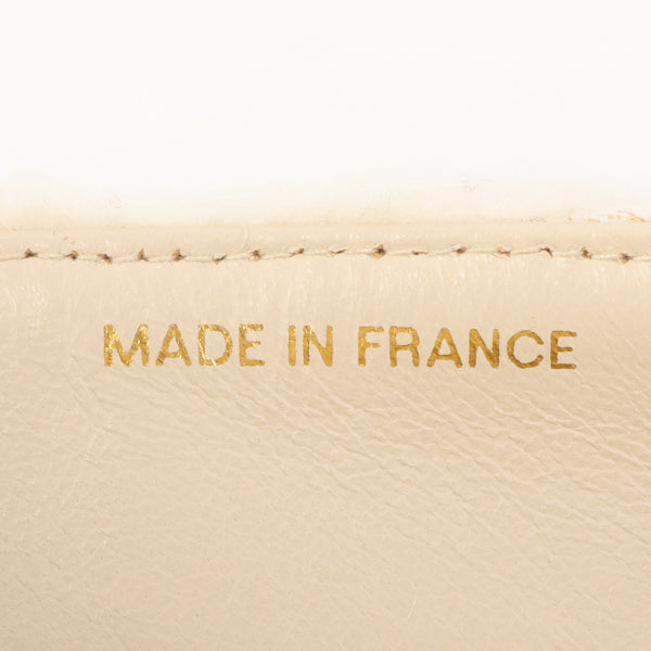 Chanel Around 1992 Made Fur Classic Flap Top Handle Bag Off White
