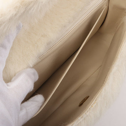 Chanel Around 1992 Made Fur Classic Flap Top Handle Bag Off White