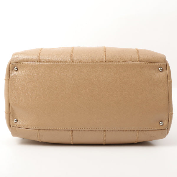 Chanel Around 2005 Caviar Skin Chocolate Bag Cutout Logo Plate Shoulder Bag Smoky Beige