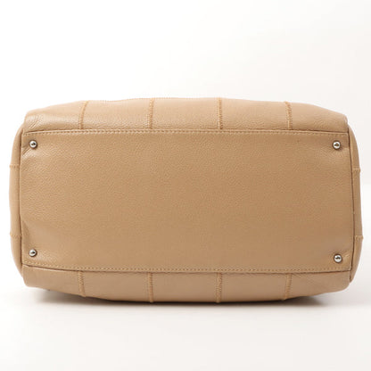 Chanel Around 2005 Caviar Skin Chocolate Bag Cutout Logo Plate Shoulder Bag Smoky Beige