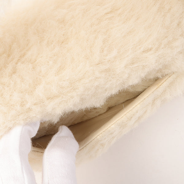Chanel Around 1992 Made Fur Classic Flap Top Handle Bag Off White