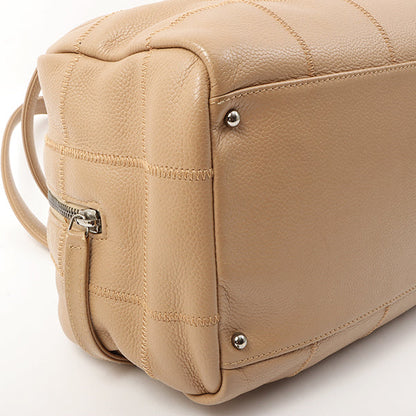 Chanel Around 2005 Caviar Skin Chocolate Bag Cutout Logo Plate Shoulder Bag Smoky Beige