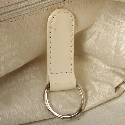 Chanel Around 2005 Caviar Skin Chocolate Bag Cutout Logo Plate Shoulder Bag Smoky Beige