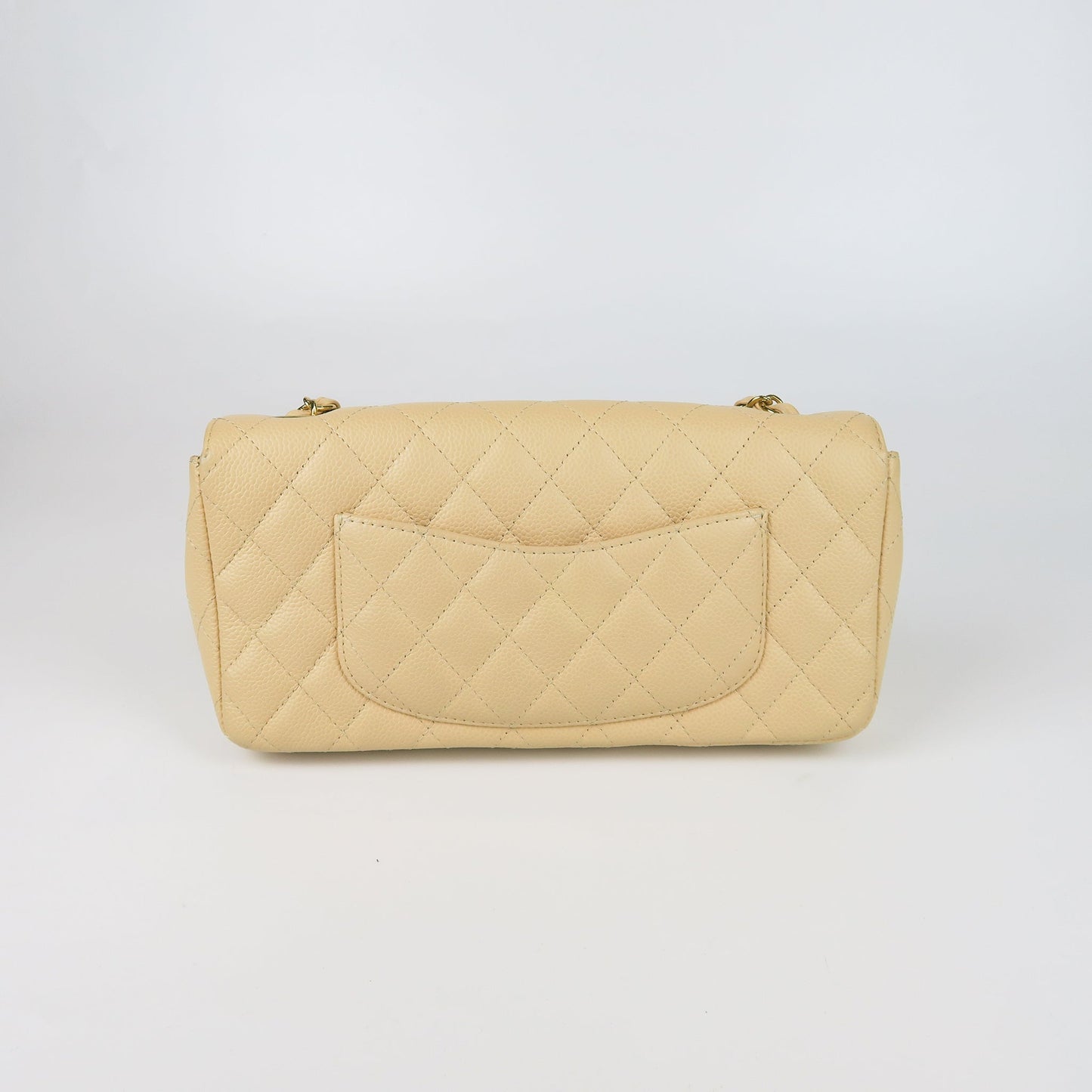 East West Flap Bag in Caviar Beige Leather with GHW