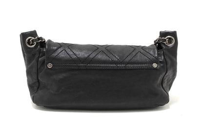Chanel Black Diamond Stitch Accordion Flap Shoulder Bag